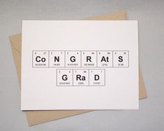 some type of card with the words congrats and grad on it