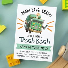 Trash Truck Show Birthday Invitation Toddler Birthday Etsy