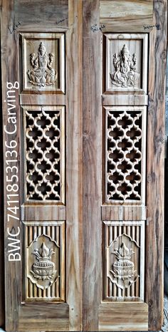 an old wooden door with carvings on it