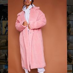 Pink Teddy Coat Size 0 (But I Would Suggest Checking Last Photo For Best Fitting) Brand New With Tags Pink Teddy Coat, Herringbone Jacket, Blazer For Boys, Leather Jacket With Hood, Nike Fleece, Pink Teddy, Pink Coat, Teddy Coat, Trench Coat Black