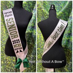 Make the event memorable with a custom senior Color Guard, Majorette, Drill Team, Bank sash! Created with top quality satin ribbon. Size: One size fits most. Total sash length is 36" Ribbon Width: 4" (shown in sample photo)  Sash will NOT be sewn and a safety pin will be included to allow for a custom fit. Customize Your Sash! Please be very detailed in the comment section to avoid delay of processing. -Choose SENIOR layout from photo - clearly note # -Choose ACTIVITY IMAGE from photo  - clearly note # Choose up to 2 colors and note color placement. Note personalized details: Name for sash, year, school abbreviation etc Type school / names EXACTLY how you wish them to appear. INFORMATION TO ASSIST YOU IN YOUR SASH PURCHASE. *Each sash is individually packaged with a safety pin for gift giv Senior Sash Boys, How To Make A Sash, Senior Color Guard Pictures, Senior Sash Ideas, Band Camp Gifts, School Names, Senior Sash, Senior Ideas, Drill Team