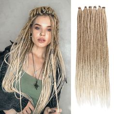 PRICES MAY VARY. 【Material】100% handmade high quality synthetic fiber dreadlock extensions, 0.6 cm wide, easy to install. Looks like human hair. 【Package】40 strands of 24 inch long dreads, 4g/strand. one free crochet hook. Usually 40-50 strands can make a full head. 【Advantages】Light weight and very soft, no odor, no itch, skin friendly, tight, long lasting, natural looking. 【Tips】If you receive hair that is a little bent, you can straighten it by blowing it with hot air from a hair dryer. 【Perf Handmade Dreadlocks, Soft Dreads, Long Dreads, Blond Ombre, Ombre Blond, Crochet Dreads, Reggae Style, Dread Extensions, Estilo Hippy