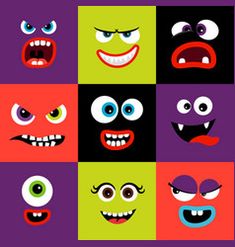 an assortment of cartoon faces with different expressions