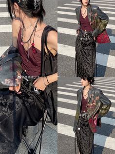 90s Runway Fashion Summer, Asian Vintage Fashion, Lace Grunge Outfit, Eclectic Goth Fashion, Maximalist Goth Fashion, What Is Mewing, Grunge Outfits 2024, Casual Edgy Outfits Grunge, Chaotic Aesthetic Outfits