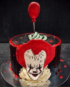 a cake with a clown face on it