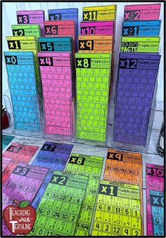 several rows of colorful numbered numbers on display