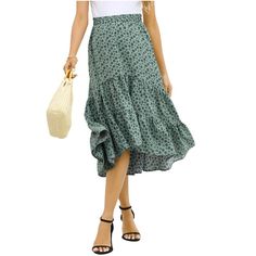 Maternity Dress Women's High Waist Floral Print Pleated Maxi Skirt Casual Flowy Swing A Line Long Skirts