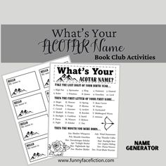 what's your acorn name? book club activities