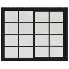 a black and white window with six panes on the outside, in front of a white background