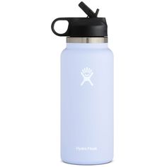 the hydro flask water bottle is shown in light blue