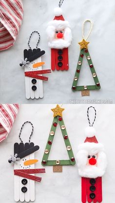 popsicle christmas tree ornament craft for kids to make and hang on the wall