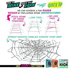 the instructions for how to draw spider webs in adobe and photoshopped on paper