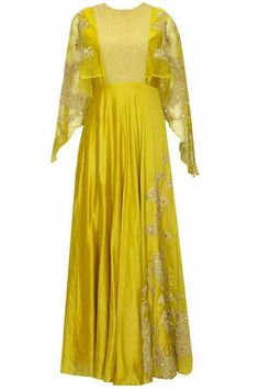 Casual Asian Fashion, Indian Dress Up, Embroidered Cape, Indian Designers, Gold Dresses, Style Marocain, Cape Gown, Gown Pattern