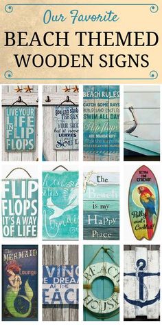 beach themed wooden signs with the words our favorite