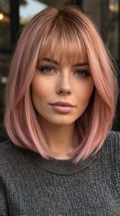 Stylish 51 Pink Hair Ideas: Natural Highlights for Sleek Long Bob with Pink Tips - 51 Pink Hair I... Sleek Long Bob, Blond Rose, Pink Tips, Lasting Curls