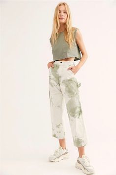 Painter's Pants in Sage Painters Pants, Boho Clothes, Tie Dye Outfits, 90s Vibes, Utility Pants, Vintage Fits, 가을 패션, Boho Outfits, Summer Style