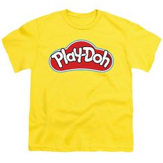 An officially licensed Play Doh kids shirt. * Boys, and Kid's shirts are made from a comfortable 100% Cotton. *Hoodies are made from a comfortable Cotton/Polyester blend. This is the perfect apparel for all who remember the colorful modeling compound. ~Tag us and post a picture of you wearing this shirt on Instagram and receive a $5 discount on your next order~ @Buycoolshirts Returns/Exchange Form: If you suspect the product is defective or an incorrect item has been sent, please email us first. Play Doh Party, Logo Yellow, Yellow Tees, Mens Workout Shirts, Printed Clothing, Yellow T Shirt, Top Baby Products, Play Doh, Kids Logo