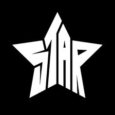 the star logo on a black background with white letters that spell out, and an arrow