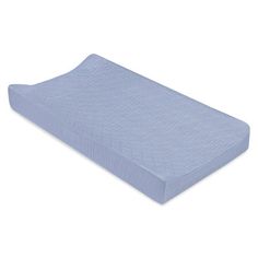 a blue crib mattress on a white background