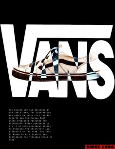 an advertisement for vans with shoes on it