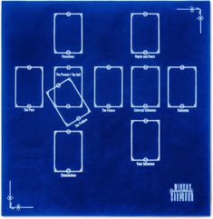 a blueprinted drawing of square frames with the names and numbers on them in white ink