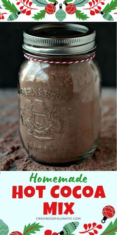 homemade hot cocoa mix in a mason jar