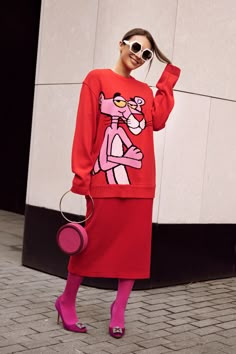 Mode Casual, Red Sweater, Total Look, Red Outfit, Mode Vintage, Colourful Outfits, Street Chic