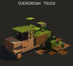 an image of a truck made out of blocks and rocks with the words overgrown truck on it