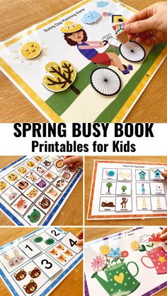 the spring busy book printables for kids to practice their numbers and letters with