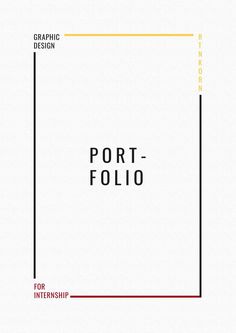 a white square with the words port - folio in red and yellow on it