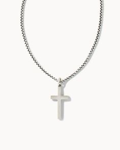 An iconic symbol you’ll want to keep on you for the long haul, the Cross Necklace in Oxidized Sterling Silver is a keepsake with modern elements proudly made in the USA. Guys Necklaces, Cross Necklace Tattoo, Silver Kendra Scott, Necklace Tattoo, Mens Cross Necklace, Crochet Collection, Mens Crosses, Modern Elements, Cross Chain