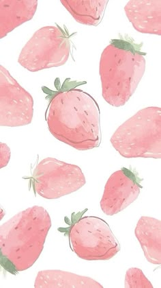 a white background with pink strawberries on it