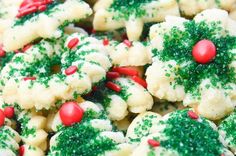 christmas cookies with green and red sprinkles on them