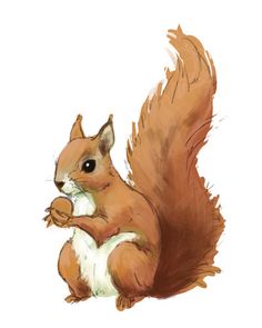 a painting of a squirrel eating an acorn