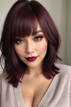 Pelo Color Borgoña, Trendy Bob, Dark Purple Hair, Hair Color Options, Spring Hair Color, Beautiful Hair Color, Burgundy Hair