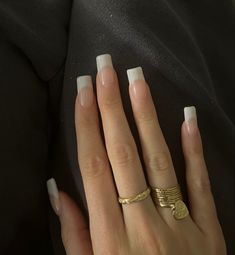 Simple White French Tip Nails Square, Blurred French Tip Nails, Rihanna French Tip Nails, Italian French Tip Nails, Nails Inspo Aesthetic Coffin, Half Inch Nails, Square 90s Nails, Carmela Soprano French Nails, Old French Tip Nails