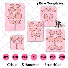 the 5 bow templates are shown in pink