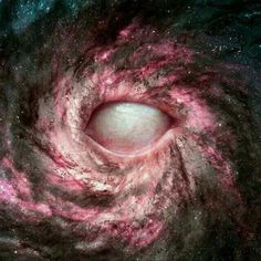 an image of a spiral galaxy with pink and blue stars in the center, taken from space