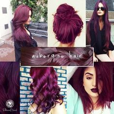 Hair Colour Burgundy, Hair Colour Purple, Burgundy Hair Colour, Aubergine Hair, Aubergine Hair Color, Hair Colours Ideas, Purple Hair Colour, Red And Pink Hair, Reddish Hair