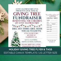 holiday giving tree flyer and gift tags