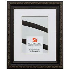 a black and white photo frame with an image of the logo on it