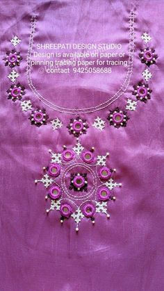 Bavaliyo Work Blouse, Sindhi Mirror Work Embroidery, Dress Neck Work Designs, Kutch Work Designs Blouses, Kurta Neckline, Neckline Embroidery Designs, Simple Kurta