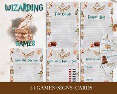 the wizarding games are on display with cards