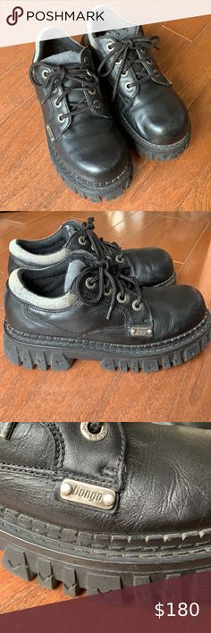 Vintage Bongo Y2K 90s Leather Chunky Lug Sole Lace Up Oxford Shoe Black Size 8.5 2000s Shoes, Bongo Shoes, Black Lace Up Shoes, Alternative Shoes, Oxford Shoe, Shoe Black, Swag Shoes, Gorgeous Shoes, School Shoes