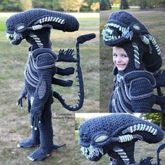 there is a crocheted alien doll that looks like it's from the movie aliens