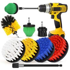 various types of cleaning brushes and brush attachments