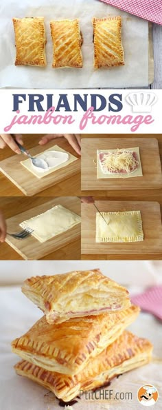 some food is being cut and placed on a cutting board with the words friends written above it