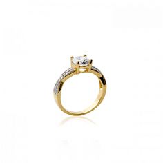 Bague MJ Solitaire Zircon 8mm Plaqué Or Gold