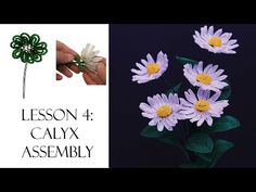 the instructions for how to make an artificial daisy flower with polymer flowers and leaf stems