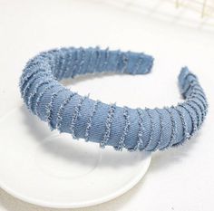 Headbands made of denim material. They're lightweight and can compliment your look. Denim Headband, Chain Headband, Thick Headbands, Jean Fabric, Tinted Lip Gloss, Jeweled Headband, Winter Headbands, Padded Headband, Fabric Headbands